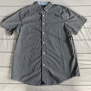 UNTUCKit Men’s Medium Short Sleeve Button Up, Navy / White